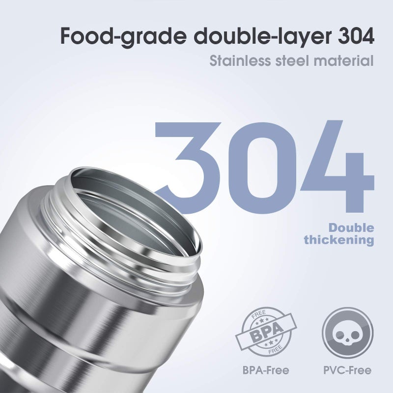 Bidakid Insulated Food Jar Set - 25.4oz & 17oz Stainless Steel Containers with Folding Spoon and Carrying Bags - Leak-Proof  Keeps Food Hot or Cold for up to 12 Hours - Ideal for Work  School  Travel - Image 4
