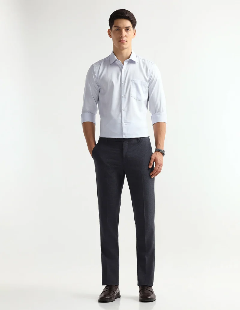 Arrow Light Grey Manhattan Slim Fit Auto Press Shirt for Men | Best Price UAE