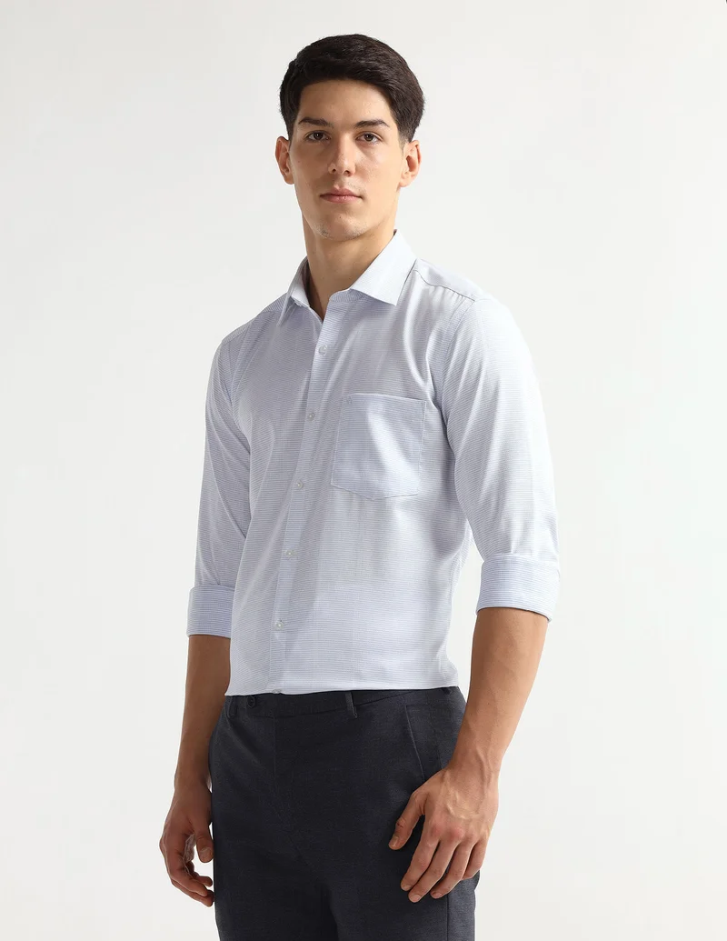 Arrow Light Grey Manhattan Slim Fit Auto Press Shirt for Men | Best Price UAE