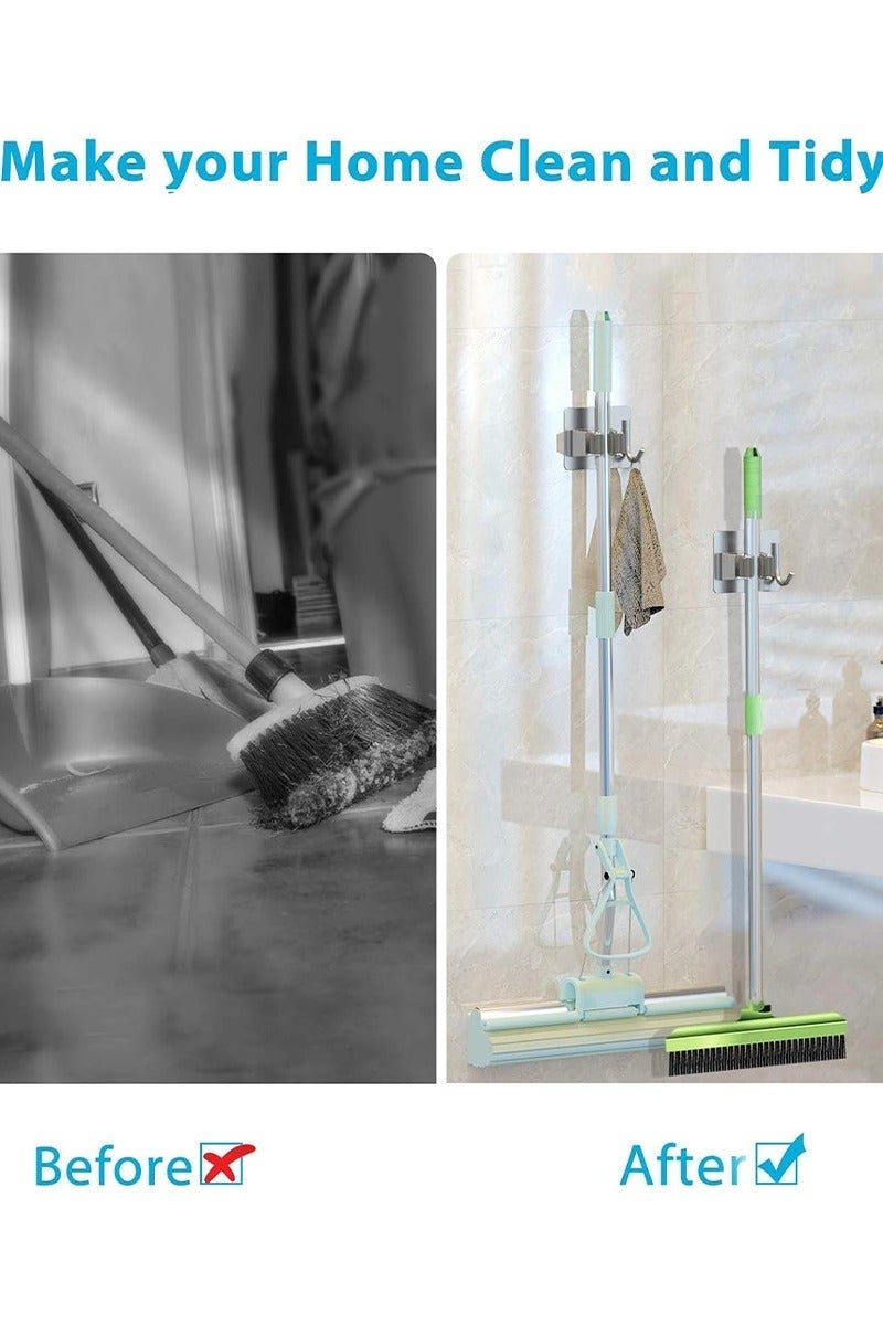 ihomeshop 1 Pack Mop Broom Holder, Stainless Steel Broom Hanger Organizer for Bathroom, Kitchen, Office, Utility Room, Laundry Room, Home Garden, Garage Storage and Organization Rack (Silver) - Image 3