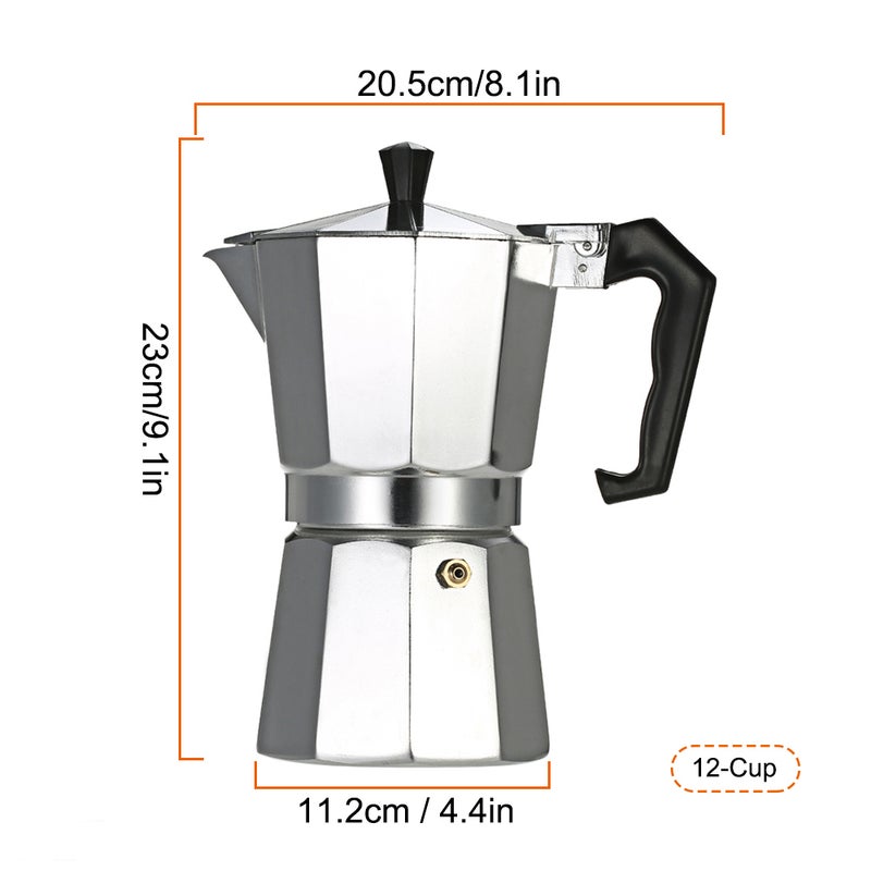 12-Cup Aluminum Espresso Percolator Coffee Stovetop Maker Mocha Pot for Use on Cooker Gas Stove Electrothermal Furnace - Image 3