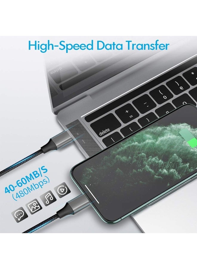 EZRA كابل شحن سريع 20 وات PD بطول 1 متر من Type-C إلى Lightning - مضفر من النايلون، نقل بيانات عالي السرعة 480 ميجابت في الثانية، موصل معدني متين، شحن سريع لأجهزة iPhone 14/13/12/11/X/SE/iPad، تصميم قوي مضاد للكسر - DC-286 - Image 3