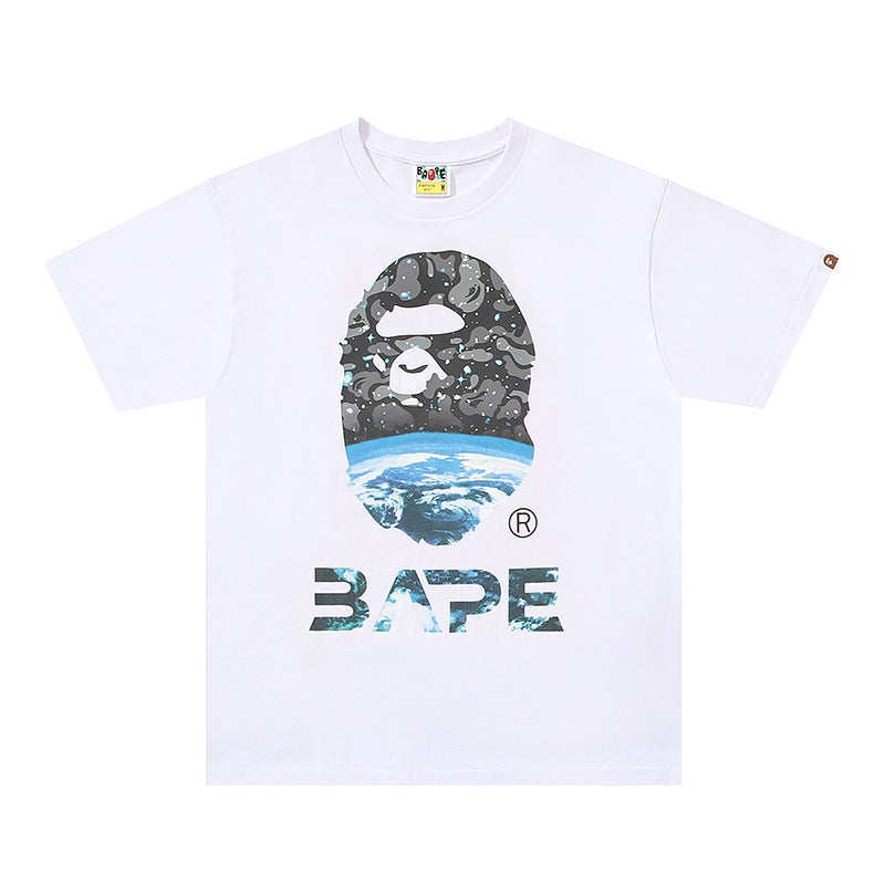 250G Correct Version Of The Trendy Brand Bape Short-Sleeved T-Shirt For Men And Women, Loose Ape Head Half-Sleeve For Couples - Image 1