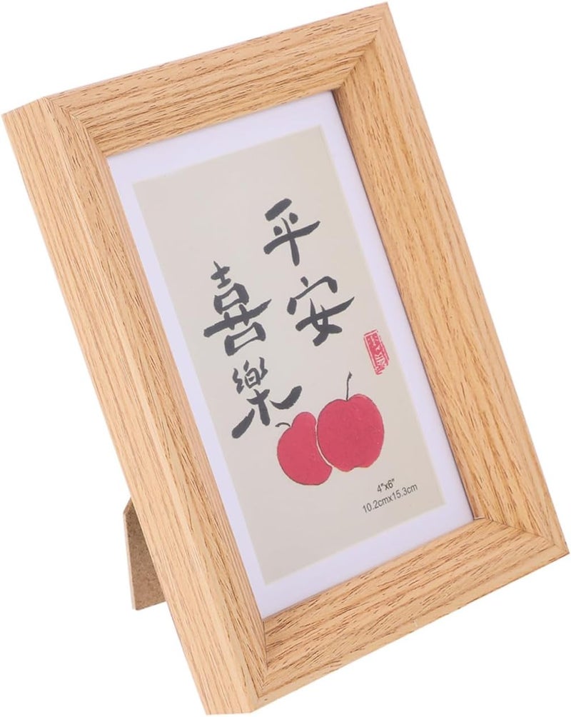 Wooden Photo Frame 6-inch Mdf Natural Wood Color Vertical Horizontal Desktop Picture Display for Home Bedroom Décor Photo Holder for 10x15cm - Image 1