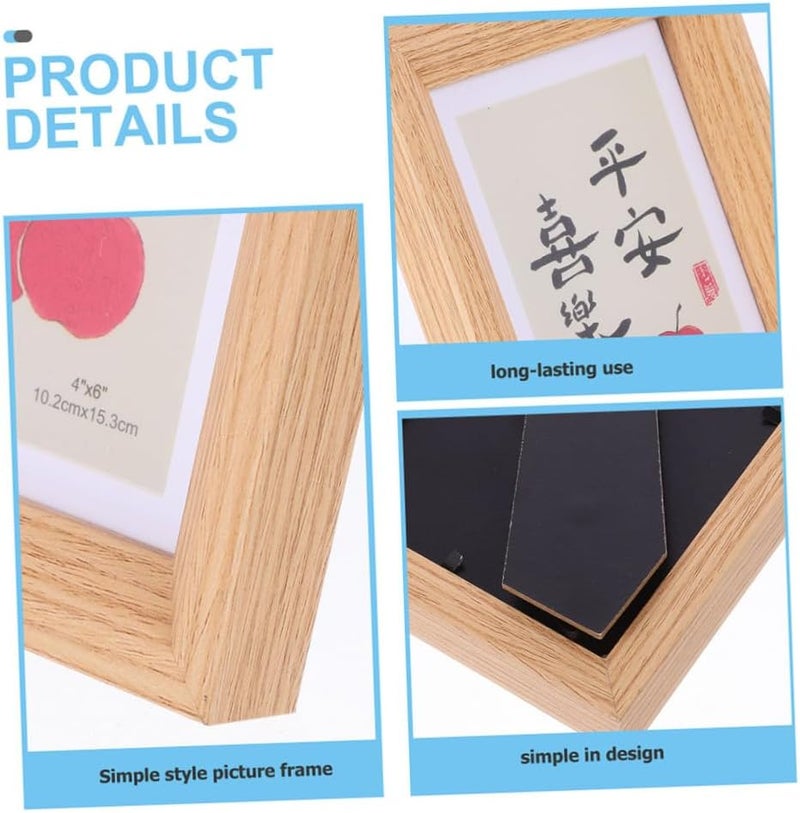 Wooden Photo Frame 6-inch Mdf Natural Wood Color Vertical Horizontal Desktop Picture Display for Home Bedroom Décor Photo Holder for 10x15cm - Image 3