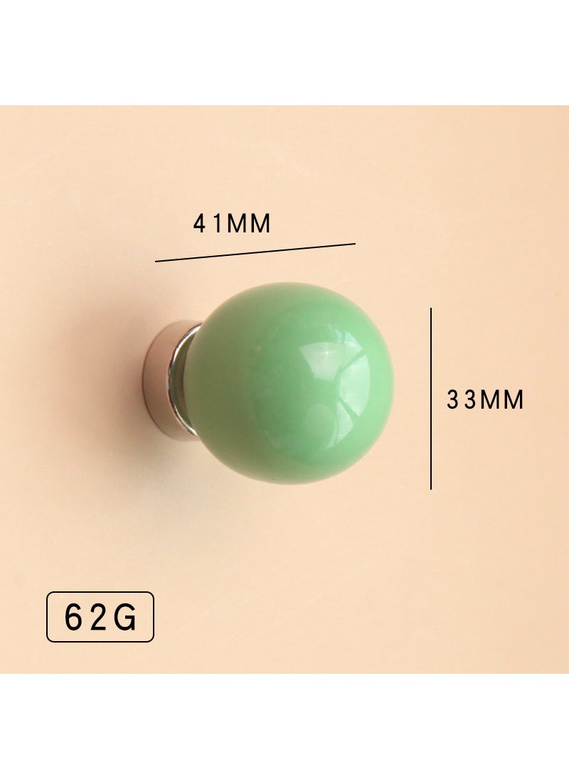 Generic Ceramic Multi-barrel Powerful Magnet Hooks Home Decor Wall Art Fridge Magnet Adhesive Stickers No Nail Hooks Decorative Hangers Green glossy ceramic ball-magnetic hook 