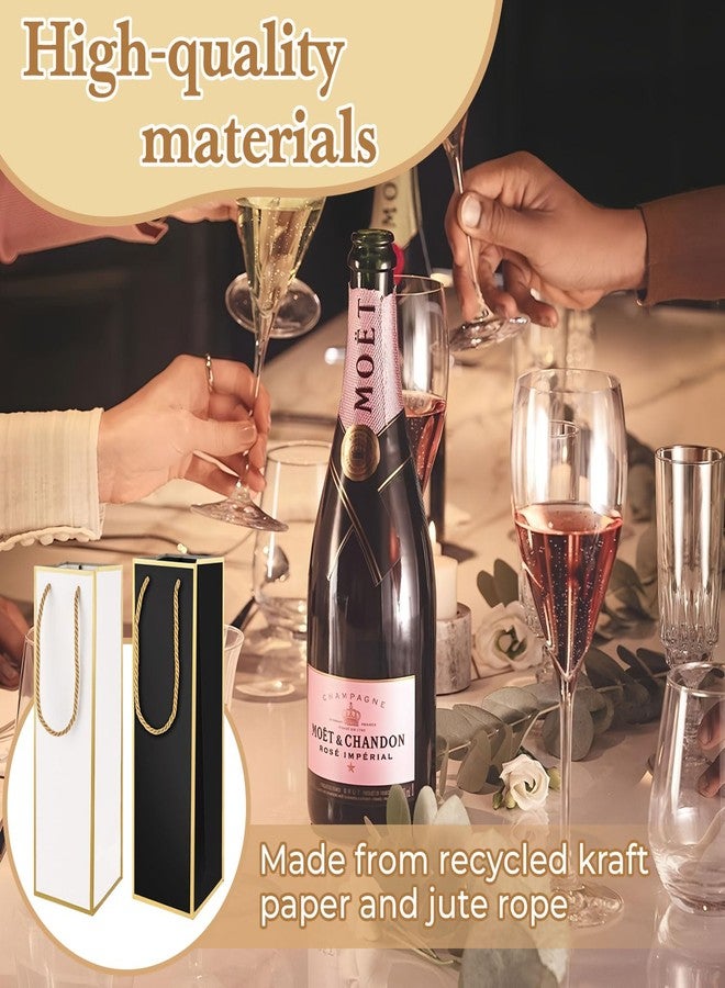OLLBIT Luxury Wine Bottle Gift Bags,4"X4"X13.8" 2PCS Wine Bags for Wine Bottles Gifts Tall Gift Bag with Gold Foil Print Reusable Liquor Bags for Parties Weddings Birthday Anniversaries or Champagne Gifts (Black with Gold Edge) - Image 4