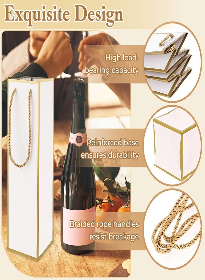 OLLBIT Luxury Wine Bottle Gift Bags,4"X4"X13.8" 2PCS Wine Bags for Wine Bottles Gifts Tall Gift Bag with Gold Foil Print Reusable Liquor Bags for Parties Weddings Birthday Anniversaries or Champagne Gifts (Black with Gold Edge) - Image 3