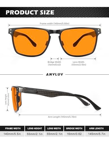 ANYLUV Blue Light Glasses Men/Women, Gaming Blue Light Blocking Glasses, Relieve Eyestrain-Carbon fiber Black/Rivets - Image 4