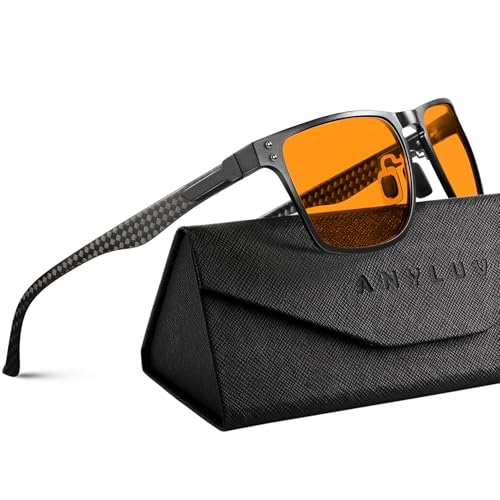 ANYLUV Blue Light Glasses Men/Women, Gaming Blue Light Blocking Glasses, Relieve Eyestrain-Carbon fiber Black/Rivets - Image 1