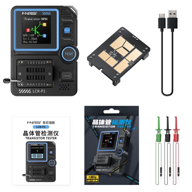 Transistor Tester Black High-Precision Color Screen - Data Export Component Analyzer for Electronic Engineers Technicians Hobbyists - Image 4