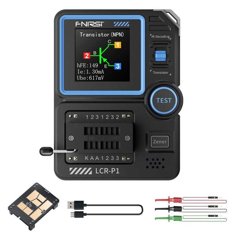 Transistor Tester Black High-Precision Color Screen - Data Export Component Analyzer for Electronic Engineers Technicians Hobbyists - Image 1