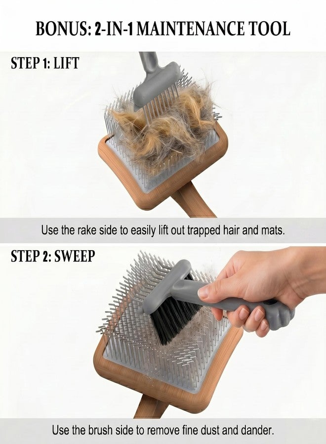 COZYGIFT Slicker Brush for Dogs 4PCS- Lrage Dog Grooming Kit, Goldendoodle Labradoodle & Poodles with Detangling Comb for Haired Dogs, Matted Hair & Bath Massage Set, Naturally - Image 5
