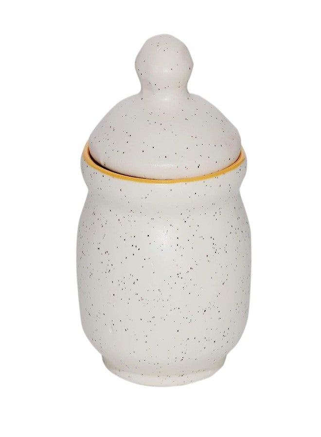 Jetwals Ceramic Handmade Pickle Jar Set 3 (200ml) with Lid and Tray, Dining Table Pickle Container (white tray set) - Image 2