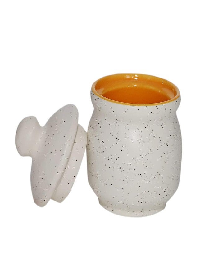 Jetwals Ceramic Handmade Pickle Jar Set 3 (200ml) with Lid and Tray, Dining Table Pickle Container (white tray set) - Image 3