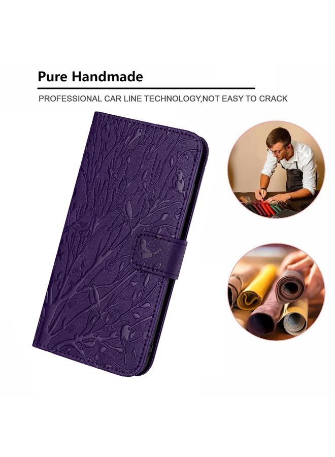 اس-توب جراب هاتف جلدي منقوش عليه طيور وأشجار لهاتف iPhone 15 Pro Max - Image 5