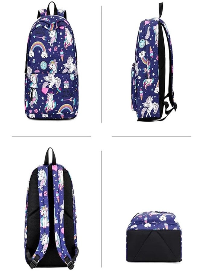 TYPIFY® Unicorn Print Backpack for Girls | 18L Spacious School, Travel & College Bag with Laptop Sleeve, Water Resistance & Stylish Preppy Design - Blue | Teen & Girls Birthday Gift - Image 5