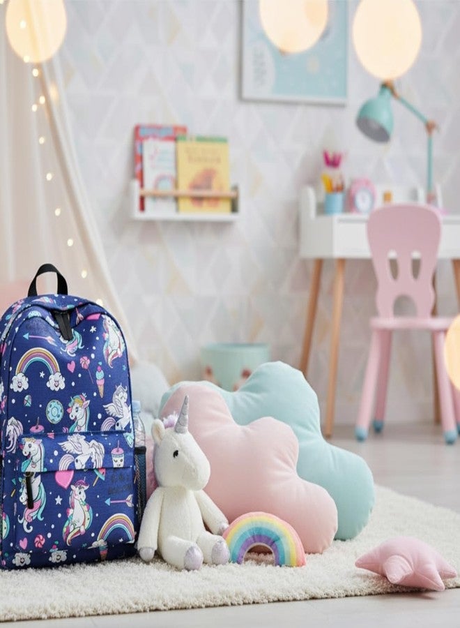 TYPIFY® Unicorn Print Backpack for Girls | 18L Spacious School, Travel & College Bag with Laptop Sleeve, Water Resistance & Stylish Preppy Design - Blue | Teen & Girls Birthday Gift - Image 4