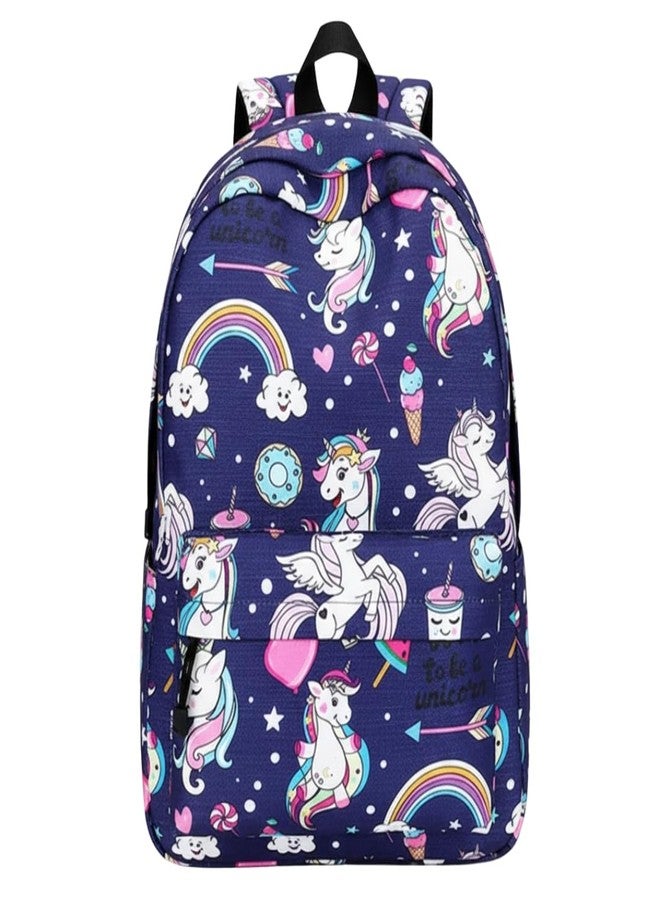 TYPIFY® Unicorn Print Backpack for Girls | 18L Spacious School, Travel & College Bag with Laptop Sleeve, Water Resistance & Stylish Preppy Design - Blue | Teen & Girls Birthday Gift - Image 1