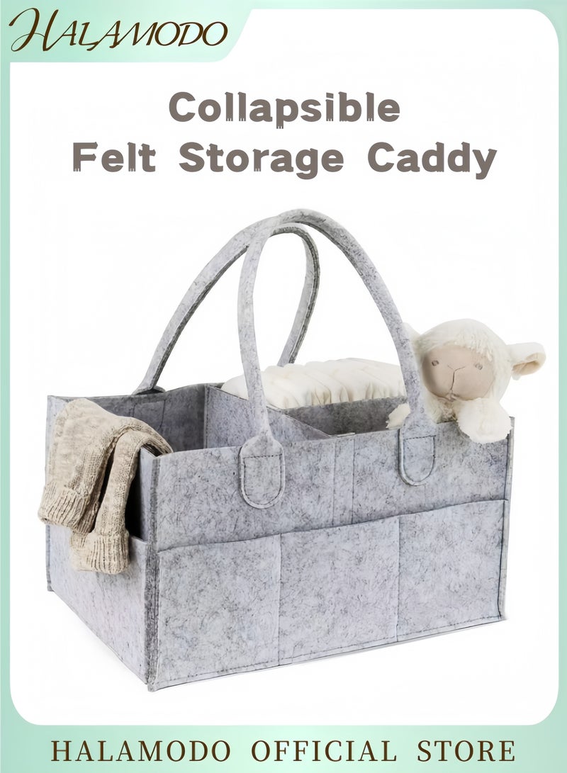 هالامودو منظم حفاضات أطفال كبير صديق للبيئة سلة فيلت مع فواصل قابلة للتعديل منظم محمول للحضانة والسيارة وطاولة التغيير هدية مثالية لحفل المولود - Image 1