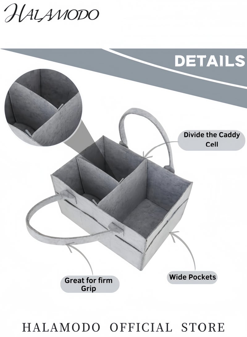 هالامودو منظم حفاضات أطفال كبير صديق للبيئة سلة فيلت مع فواصل قابلة للتعديل منظم محمول للحضانة والسيارة وطاولة التغيير هدية مثالية لحفل المولود - Image 5