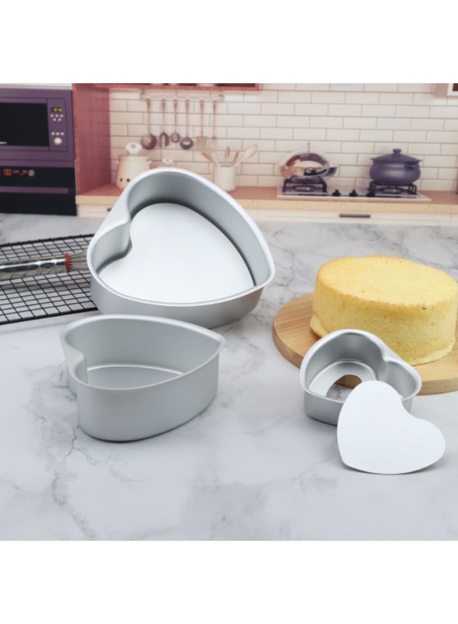 2PCS Heart Shaped Cake Pans with Removable Bottom 4 & 6 Inch DIY Nonstick Cake Push Pan Cheese Cake Tray for Wedding Birthday - Image 2