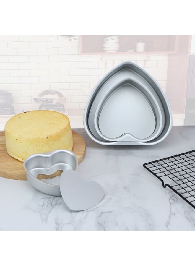 2PCS Heart Shaped Cake Pans with Removable Bottom 4 & 6 Inch DIY Nonstick Cake Push Pan Cheese Cake Tray for Wedding Birthday - Image 1