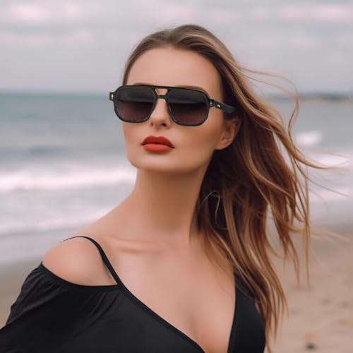 Karsaer Retro Square Aviator Sunglasses Women Men,70S Vintage Rectangle Uv400 Sun Glasses E1120,Non-Polarized - Image 3