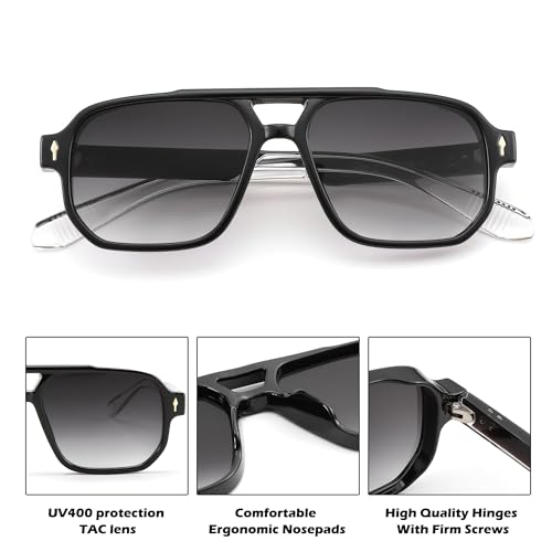 Karsaer Retro Square Aviator Sunglasses Women Men,70S Vintage Rectangle Uv400 Sun Glasses E1120,Non-Polarized - Image 4