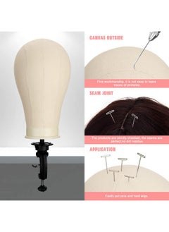 SZCY LLC SZCY LLC 23 Inch Canvas Block Wig Head, Wig Stand Tripod with Head, Mannequin Head for Wigs, Manikin Head Block for Wigs Making Display with Wig Caps, T Pins C Bristle Brush  - Image 3
