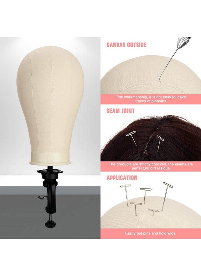 SZCY LLC - SZCY LLC 23 Inch Canvas Block Wig Head, Wig Stand Tripod with Head, Mannequin Head for Wigs, Manikin Head Block for Wigs Making Display with Wig Caps, T Pins C Bristle Brush - Image 1
