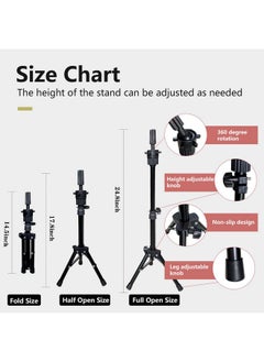 SZCY LLC SZCY LLC 23 Inch Canvas Block Wig Head, Wig Stand Tripod with Head, Mannequin Head for Wigs, Manikin Head Block for Wigs Making Display with Wig Caps, T Pins C Bristle Brush  - Image 4