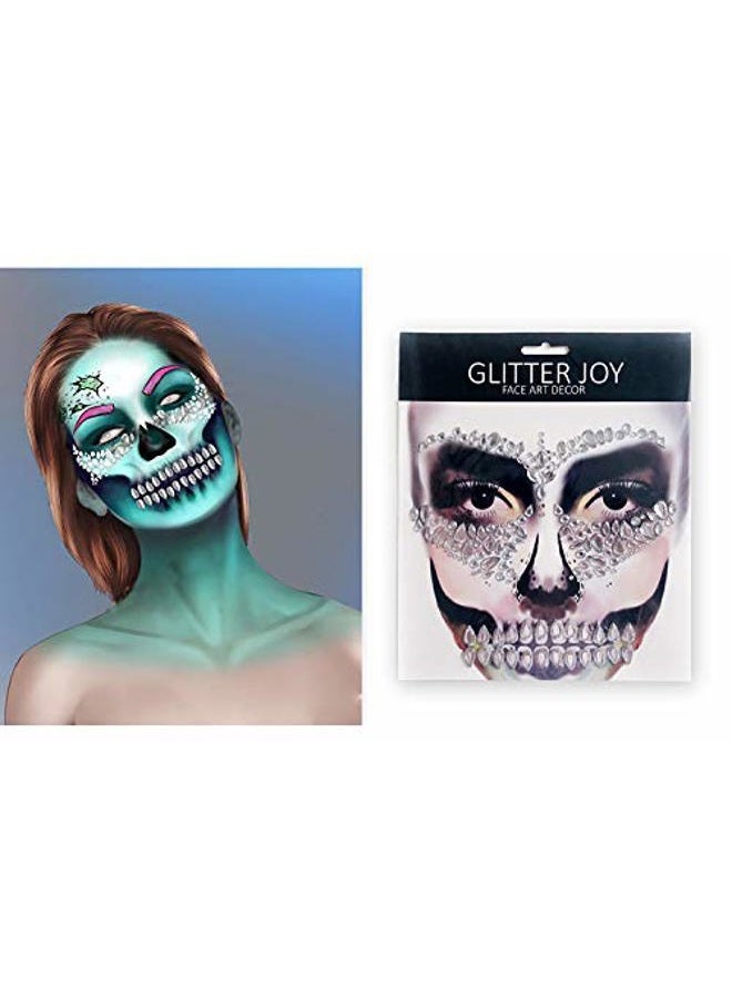 Leoars Skull Face Jewels Day of the Death Face Gems for Halloween Face Decals,6-Pack - Image 5