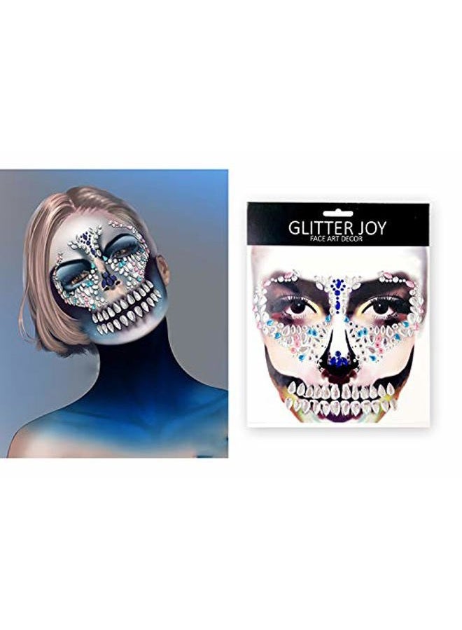 Leoars Skull Face Jewels Day of the Death Face Gems for Halloween Face Decals,6-Pack - Image 4