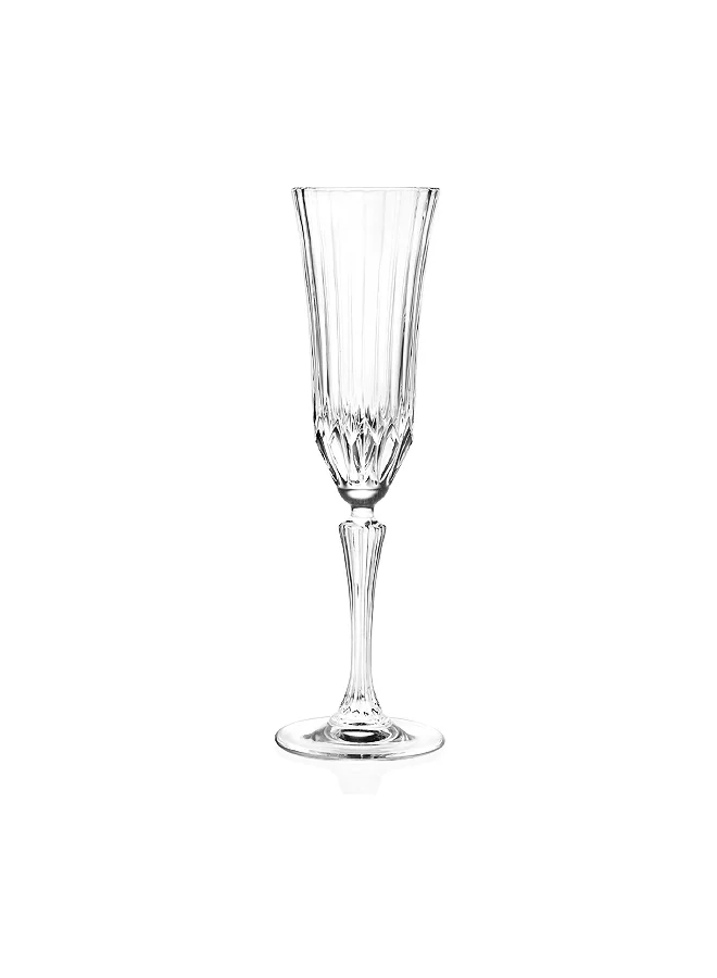 RCR 6-Piece Adagio Dishwasher Safe Luxion Crystal Champagne Flute Set Clear 180 ml 25948020106