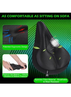YOMYM Gel Bike Seat Cover - Extra Soft Gel Bicycle Seat Cushion - Bike Saddle Cushion with Water Dust Resistant Cover, for Exercise Spinning Bikes, Mountain Bikes(Black)  - Image 3