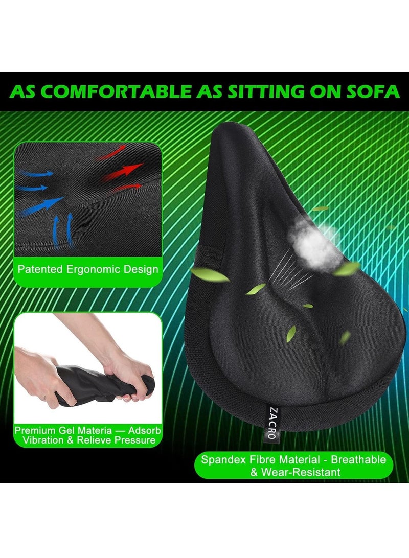 YOMYM Gel Bike Seat Cover - Extra Soft Gel Bicycle Seat Cushion - Bike Saddle Cushion with Water Dust Resistant Cover, for Exercise Spinning Bikes, Mountain Bikes(Black) - Image 3