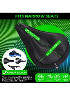 YOMYM Gel Bike Seat Cover - Extra Soft Gel Bicycle Seat Cushion - Bike Saddle Cushion with Water Dust Resistant Cover, for Exercise Spinning Bikes, Mountain Bikes(Black)  - Image 2