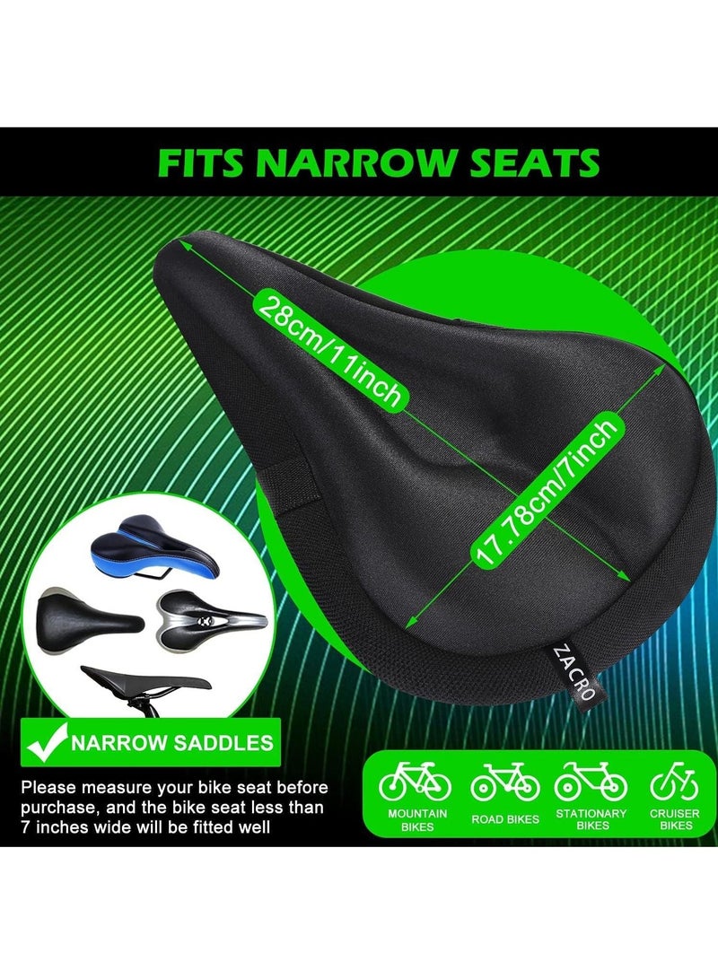 YOMYM Gel Bike Seat Cover - Extra Soft Gel Bicycle Seat Cushion - Bike Saddle Cushion with Water Dust Resistant Cover, for Exercise Spinning Bikes, Mountain Bikes(Black) - Image 2