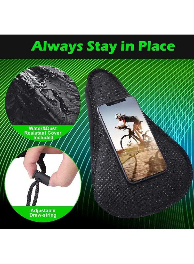 YOMYM Gel Bike Seat Cover - Extra Soft Gel Bicycle Seat Cushion - Bike Saddle Cushion with Water Dust Resistant Cover, for Exercise Spinning Bikes, Mountain Bikes(Black) - Image 4