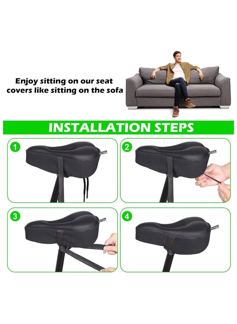 YOMYM Gel Bike Seat Cover - Extra Soft Gel Bicycle Seat Cushion - Bike Saddle Cushion with Water Dust Resistant Cover, for Exercise Spinning Bikes, Mountain Bikes(Black) - Image 5