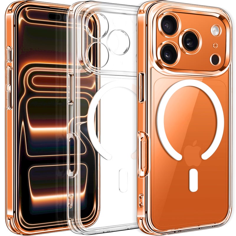 ivoler Magnetic Case for iPhone 17 Pro 6.3'' [Compatible with Magsafe] [15 FT Military Grade Protection] Magnetic Charger Case Bumper, Frosted Translucent Back for 17 Pro- Clear - Image 1