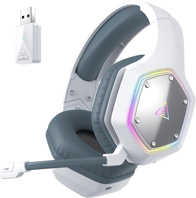 EKSA سماعة الألعاب اللاسلكية E1000WT، سماعات USB للألعاب بتردد 2.4GHz مع ميكروفون للكمبيوتر، PS5، PS4، نينتندو سويتش، سماعة محيطية 7.1، إضاءة RGB، تصميم مريح كهدية عيد ميلاد - Image 1