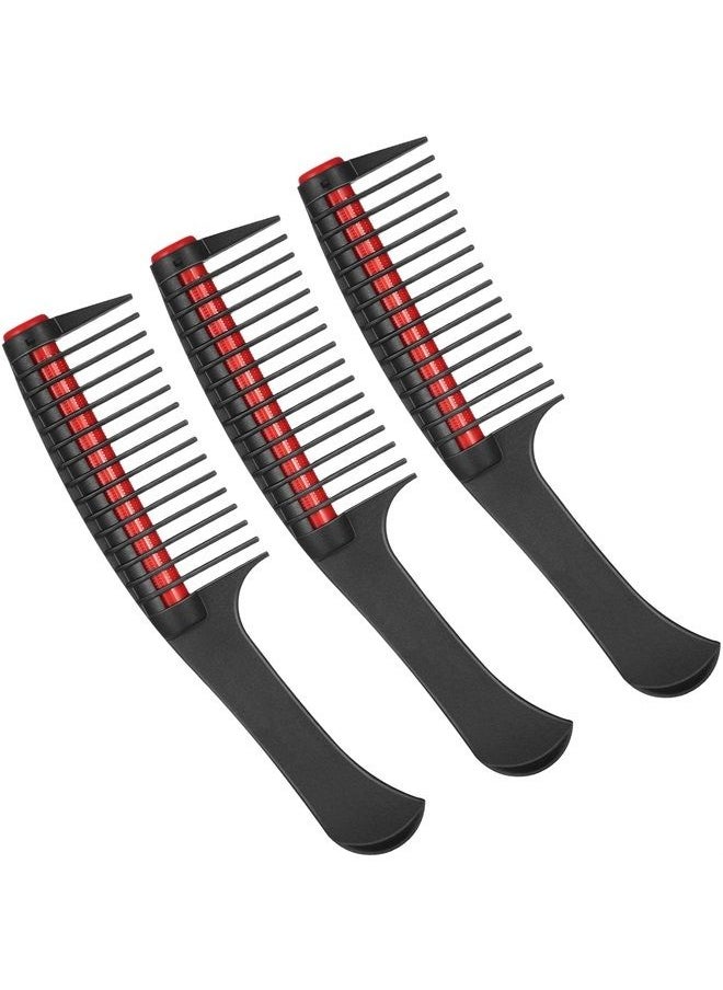 Leinuosen 3 Packs Hair Comb, Comb with Roller, Detangling Comb with Roller Integrated Roller Hair Comb, Anti Splicing Comb for Salon Barber Hair Dye (Red)  - Image 1