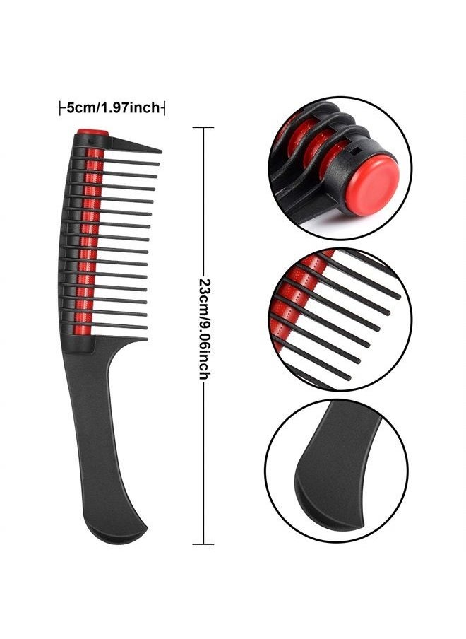 Leinuosen 3 Packs Hair Comb, Comb with Roller, Detangling Comb with Roller Integrated Roller Hair Comb, Anti Splicing Comb for Salon Barber Hair Dye (Red)  - Image 2