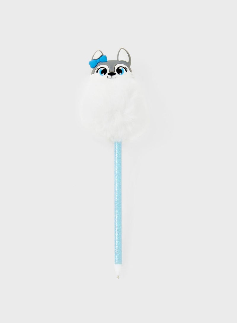 Claires Blue Character Pen Fluffy Topper - Image 1