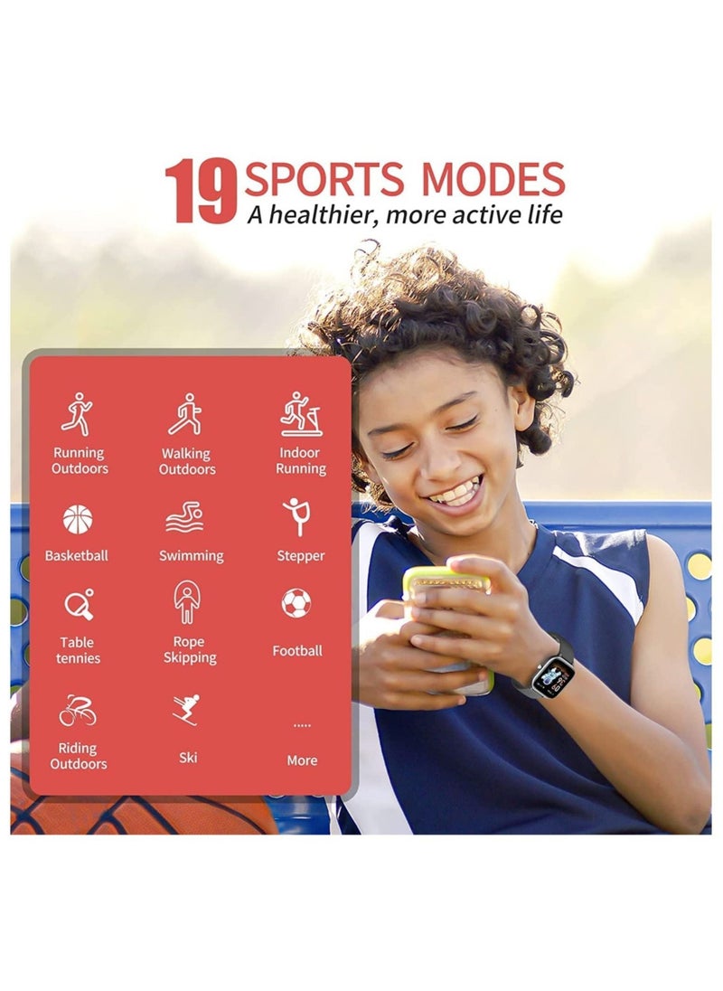 DMG TECH Fitness Tracker Watch for Kids, IP68 Waterproof Kids Smart Watch with 1.4" DIY Watch Face 19 Sport Modes, Pedometers, Heart Rate, Sleep Monitor, Great Gift for Boys Girls Teens 6-16  - Image 3