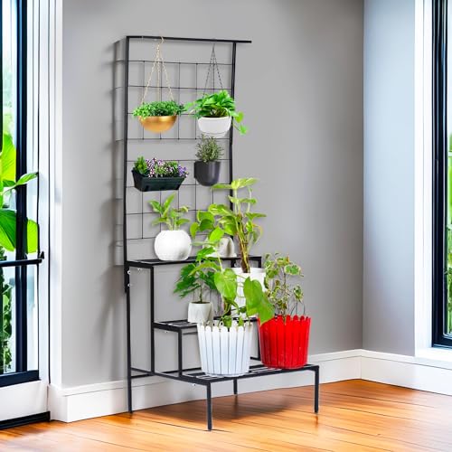 Niyara || Metal Planter Stand || Plant Stand for Pots|| Outdoor Plant Stand (Black 4 Tier Stand) - Image 1