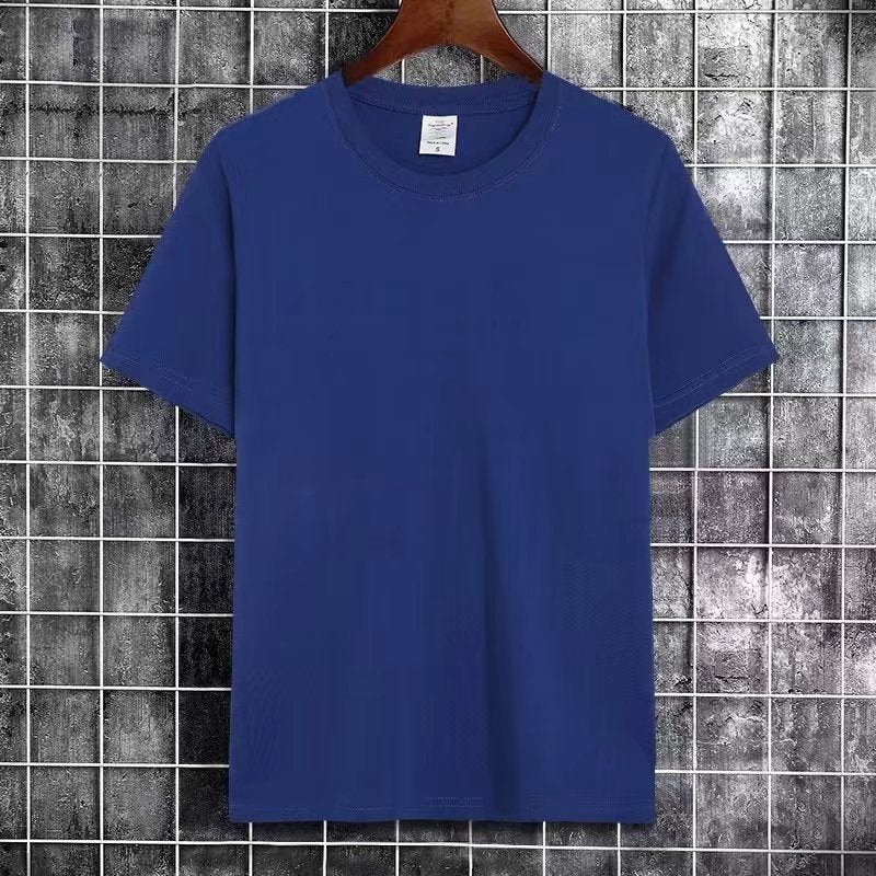 Factory Pure Cotton Round Neck Solid Color Short-Sleeved T-Shirt Men'S Summer Heavy Loose Casual Shoulder Drop Shoulder Fashion Brand - Image 1