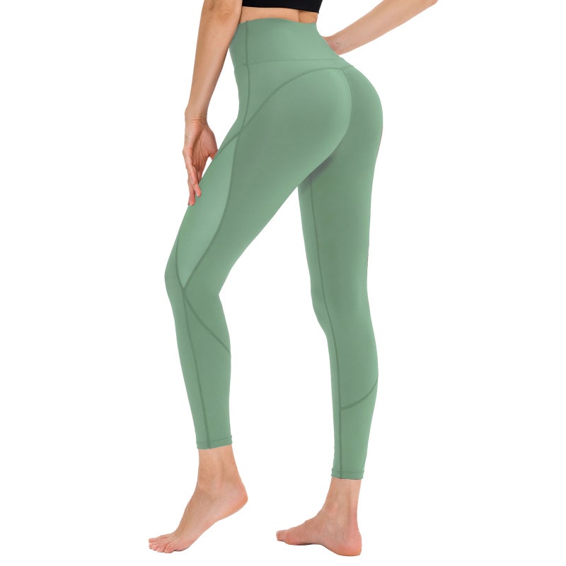 Push Up Tights: X-Large Green Stretchy Skin-Friendly Fabric - Tummy Control Widened Waistband Breathable Mesh Splicing for Yoga Gym Outdoor Sports Workout - Image 1